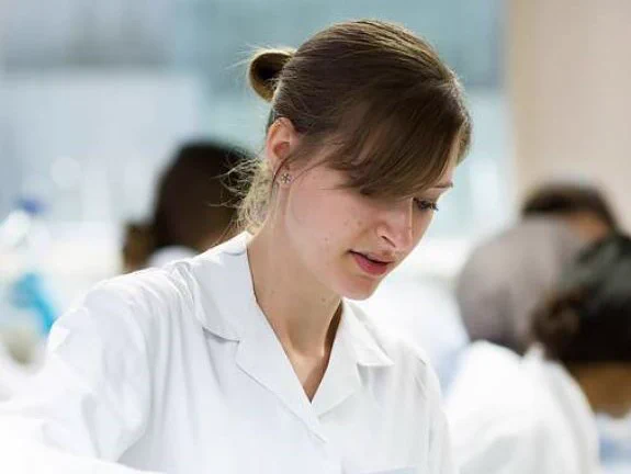 Medical student working
