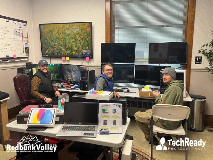 Big thanks to Matt Green (Calico Systems), Bradley Bowser (MPS Pro Services), and Connor Miller for helping at TechReady Pros today! Three local partners, one mission: quality tech.

#TechReady #TechSupport #ComputerRepair #WebDesign #ClarionCounty #NewBethlehem #RedbankValley