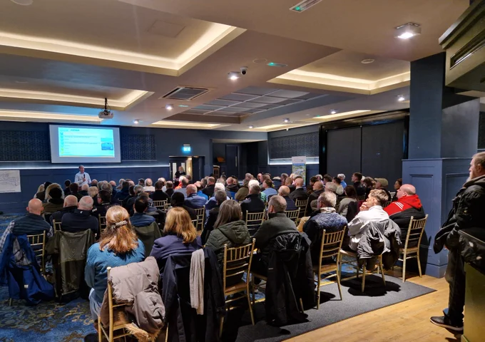 Lawpro Regional Coordinator Barry Deane speaks to the attendees gathered in Mallow, Co. Cork.