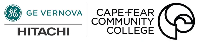 Ge Vernova hitachi logo next to cape fear community college logo