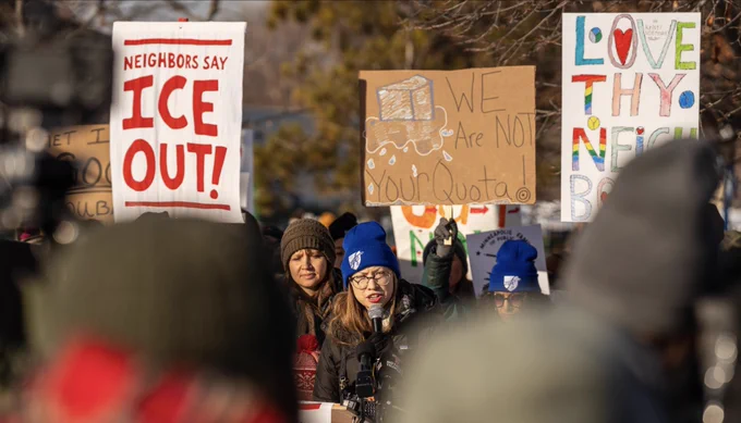 Protest and rally against ICE presence in Minnesota and in memory of Renee Good (Photo - Riley Bruce)