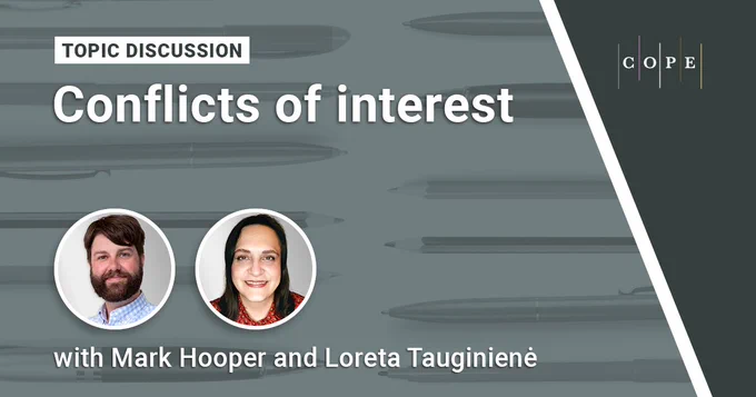 Photos of the speakers Mark Hooper and Loreta Tauginiené who introduce the topic discussion Managing conflicts of interest