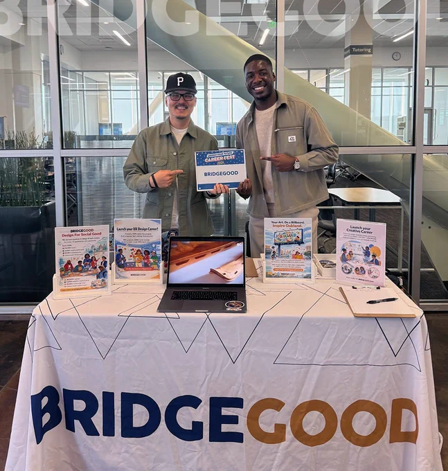 CSM Career Fest 2026: nearly 600 attendees. We met 30 students looking for free design   tech support. BRIDGEGOOD exists to build safe, welcoming space and real career pathways. Keep it tuition-free: tax-deductible gift at bridgegood.com/give