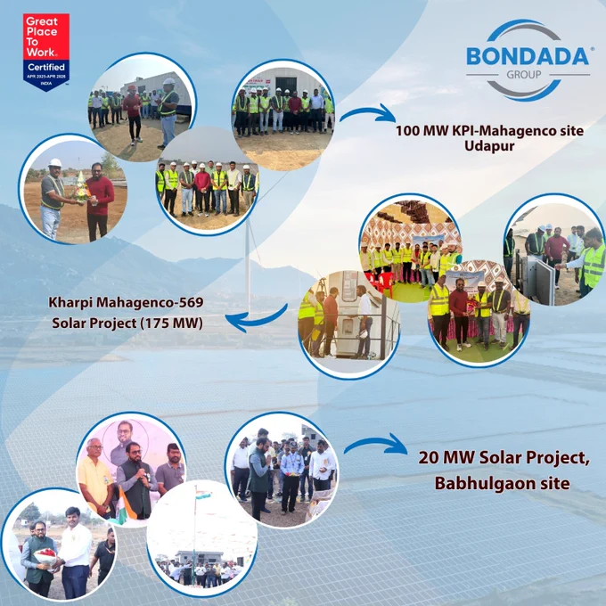 On the occasion of Republic Day, our Chairman & Managing Director, Dr. Bondada Raghavendra Rao, undertook site visits and inspections across key solar projects in Maharashtra—reinforcing hands-on leadership and execution focus.

The visit covered:
 ⚡100 MW KP–MAHAGENCO Solar Project, Udapur
 ⚡175 MW Kharpi MAHAGENCO-569 Solar Project
 ⚡20 MW Babhulgaon Solar Project

From execution reviews to moments of national pride, the day highlighted the role of leadership in delivering scalable renewable energy and strengthening Bharat’s clean and reliable energy roadmap.

Together, these visits reaffirm leadership’s commitment to:

 🔹Engineering-led project delivery
 🔹Reliable execution in complex site conditions
 🔹Advancing Bharat’s clean and sustainable energy transition