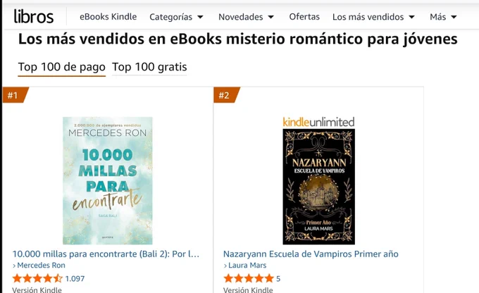 Top de lis mas vendidos en misterio romantico para jovenes