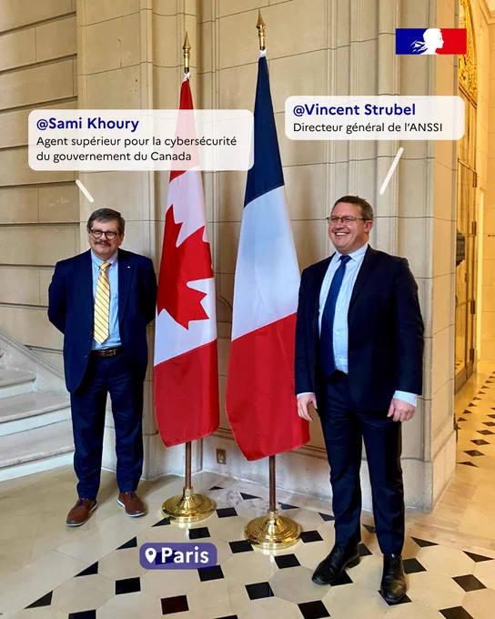 Sami Khoury, agent supérieur pour la cybersécurité du gouvernement du Canada, et Vincent Strubel, directeur général de l'ANSSI