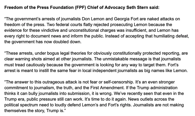 Statement from FPF Chief of Advocacy Seth Stern.