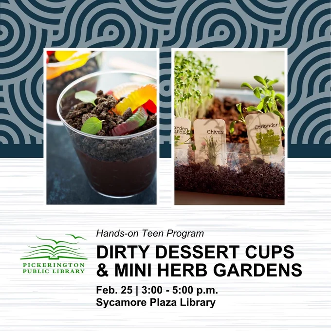 Close-up of a dessert cup and mini herb garden