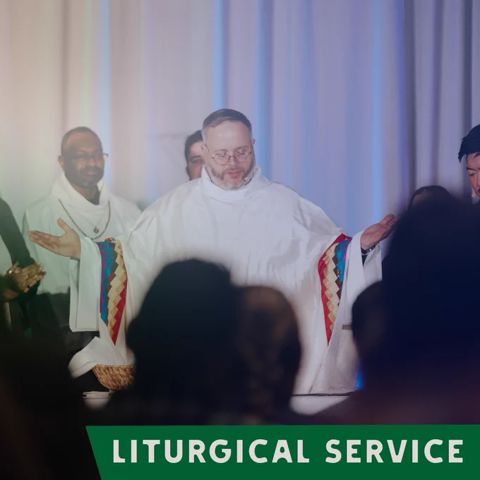 A carousel of 6 slides with multiple photos of our liturgical service at conference