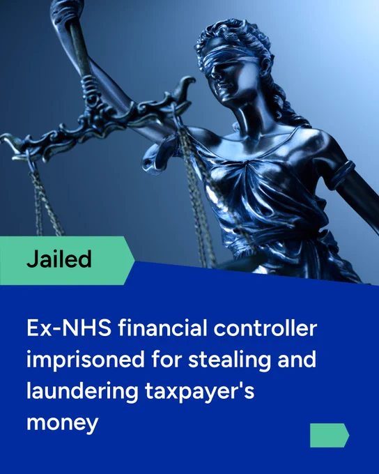 Social media graphic on X for a fraudster who stole money from the NHS