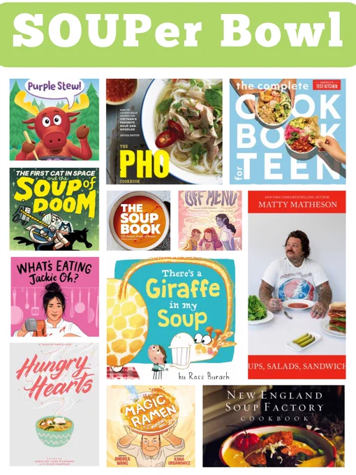 A collage of soup-related books.