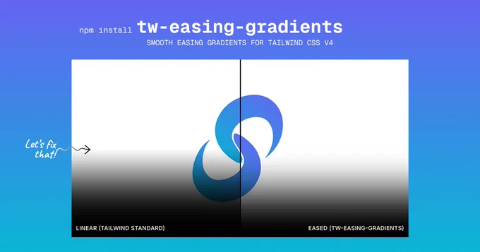 Comparison: linear gradient with banding vs smooth eased gradient using tw-easing-gradients Tailwind plugin