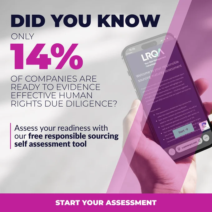 Statistic highlighting only 14% of companies are ready to prove effective human rights due diligence with a call to use a free responsible sourcing self-assessment tool.