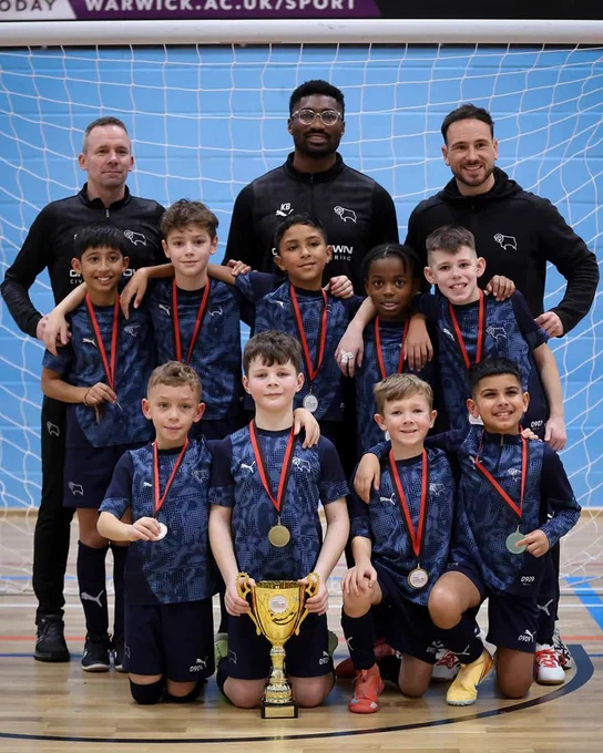 An image of Derby County Under-9s after winning the Indoor Masters tournament last week. 