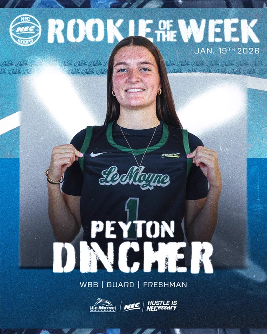 NEC WBB Rookie of the Week (01/19)
Peyton Dincher, LEM