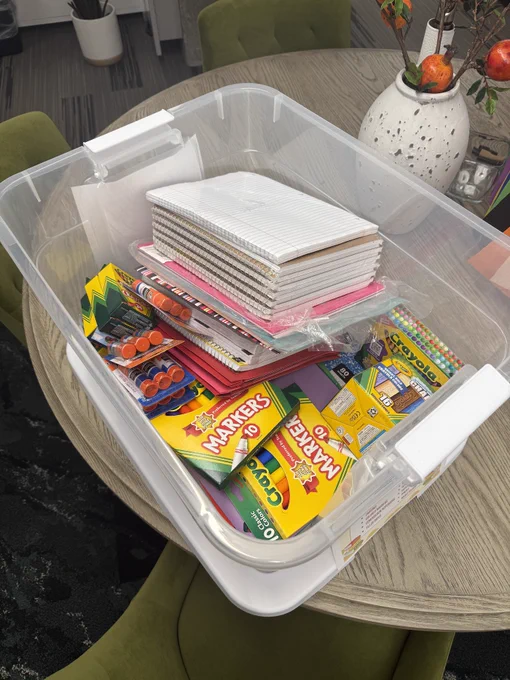 The donations received at CleanChoice Energy's school supply drive