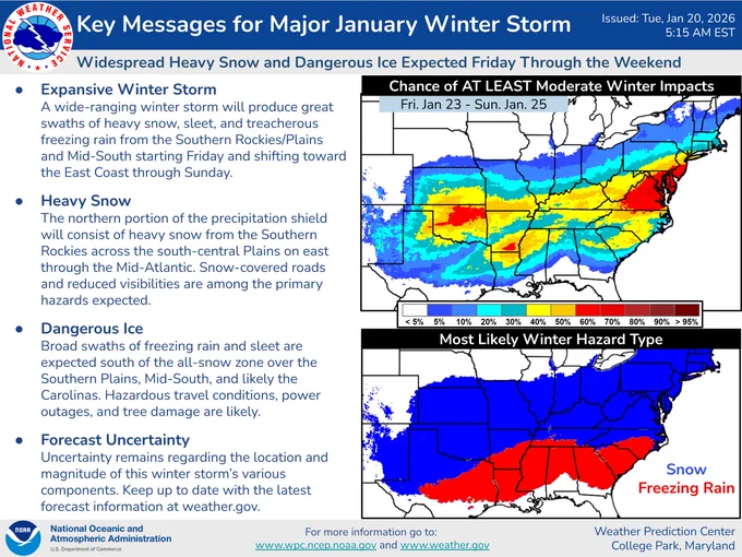 The images show the probability of moderate winter storm impacts by category. 