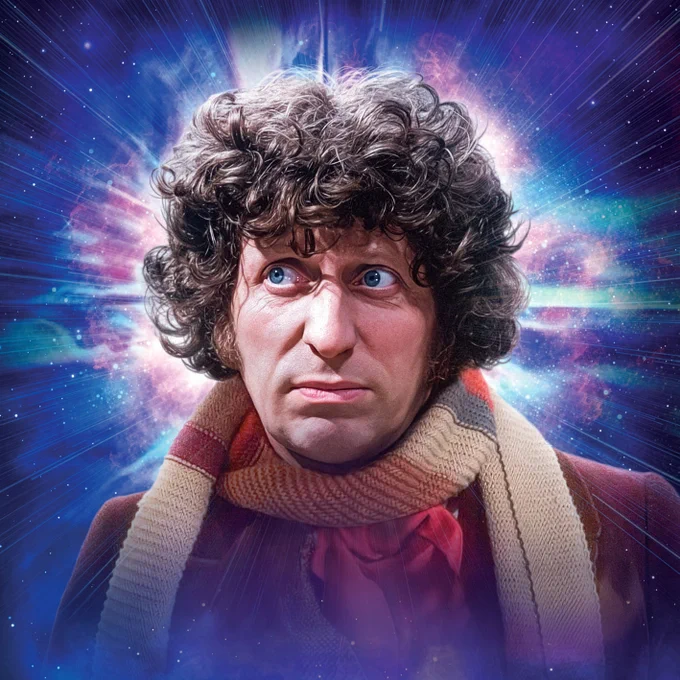Tom Baker as the Fourth Doctor, artwork by Mark Plastow. 