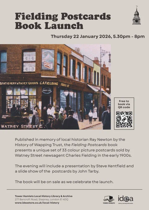 Poster of event with image of Watney Market and details of event