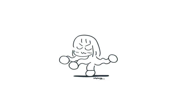 手足を前と後ろにびろーんと伸びながら誇らしげな顔をしている日記絵