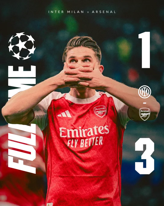 Full Time: Inter Milan 1-3 Arsenal