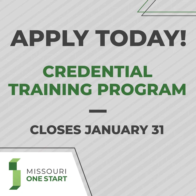 Graphic promoting the Credential Training Program. Applications close January 31, 2026.