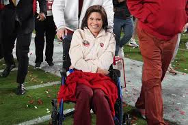 Mrs. Mendoza, mother of Heismann trophy winner Fernando Mendoza, IU Football National Championship winning Quarterback, has Multiple Sclerosis, and is in a wheelchair. 