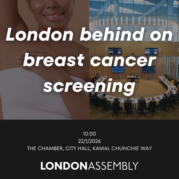 10:00
22/1/2026
THE CHAMBER, CITY HALL, KAMAL CHUNCHIE WAY
London behind on breast cancer screening