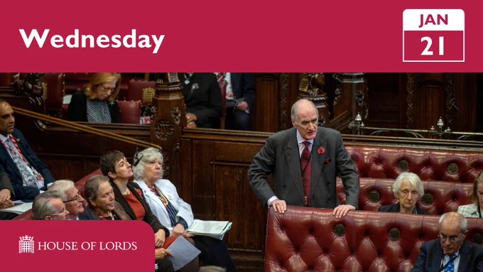 Wednesday 21 January, member speaking in the Lords chamber