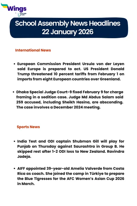 International and Sports News 22 January 2026
