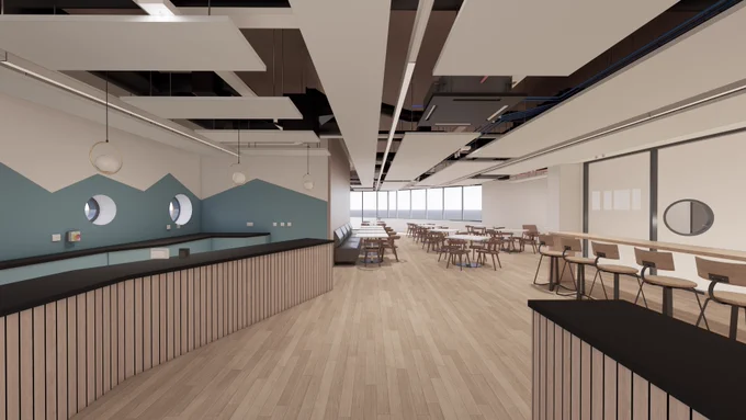 Artists impression view of interior of new cafe/restaurant in Macduff Marine Aquarium.