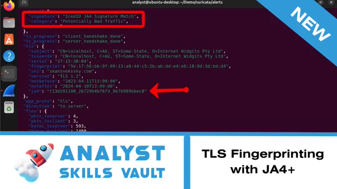 Identifying potential malware communication using JA4 fingerprints with Suricata.