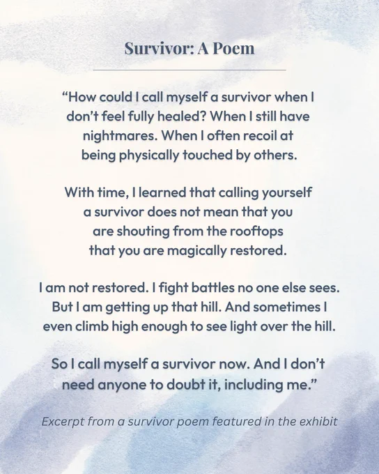 Light blue background with lines from a poem by a male survivor.