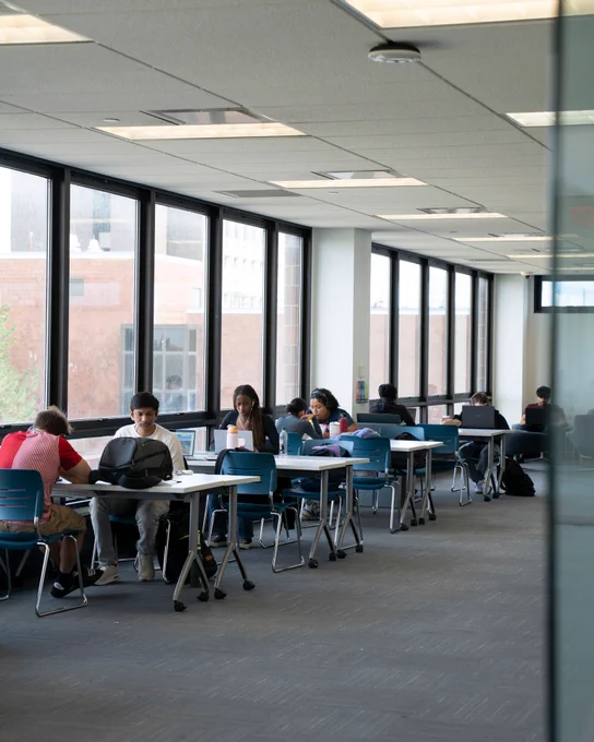 Students studying in Silverman Library