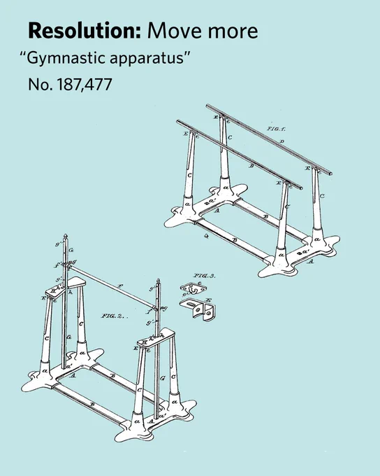 Patent illustration for resolution 'Gymnastic Move more', number 187,477, featuring multiple views of an exercise apparatus consisting of bars and supports.