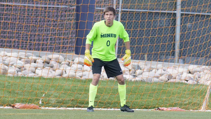 Goalie Leo Chely stands ready in goal