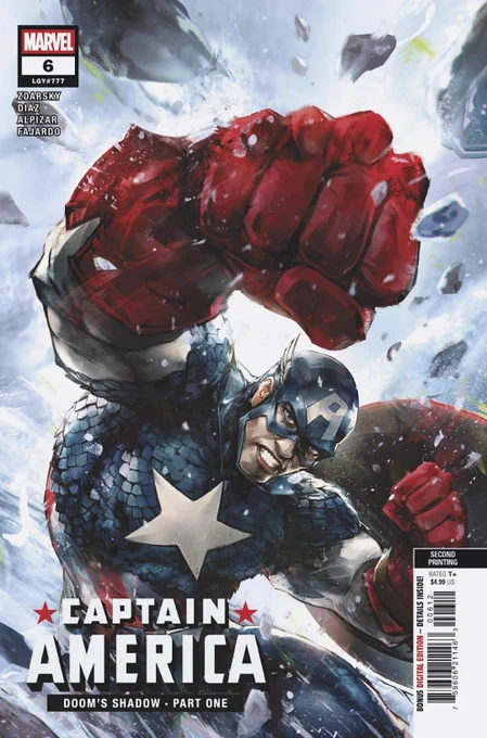 • 'Captain America' (2025) #6 'Second Printing' Variant Cover by Ivan Tao.

///

Written by Chip Zdarsky.
Art by Delio Diaz and Frank Alpizar.
Colors by Romulo Fajardo Jr.