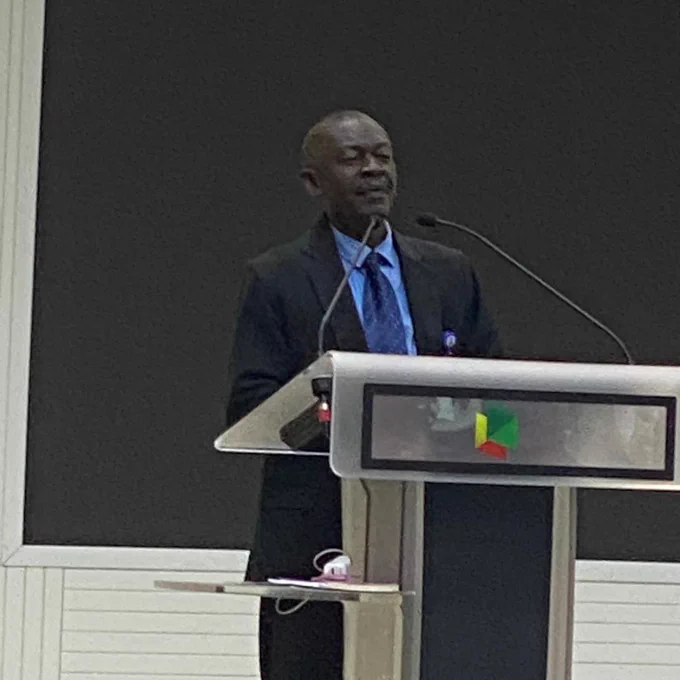 The Director, Human Resources Management, Christopher Essien (Mr.) speaking at the Town Hall Meeting in Abuja.