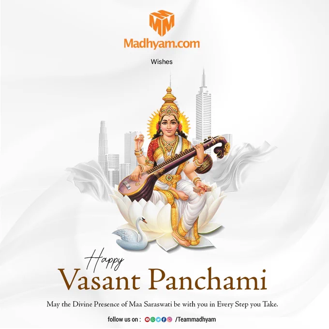 When wisdom blooms and creativity finds its rhythm. 🌼
May Maa Saraswati bless your mind with clarity, your words with power, and your journey with purpose.
✨ Happy Vasant Panchami ✨

#VasantPanchami #MaaSaraswati #SeasonOfWisdom #KnowledgeAndGrace #CreativeBeginnings #IndianFestivals #DivineBlessings #SpringVibes
