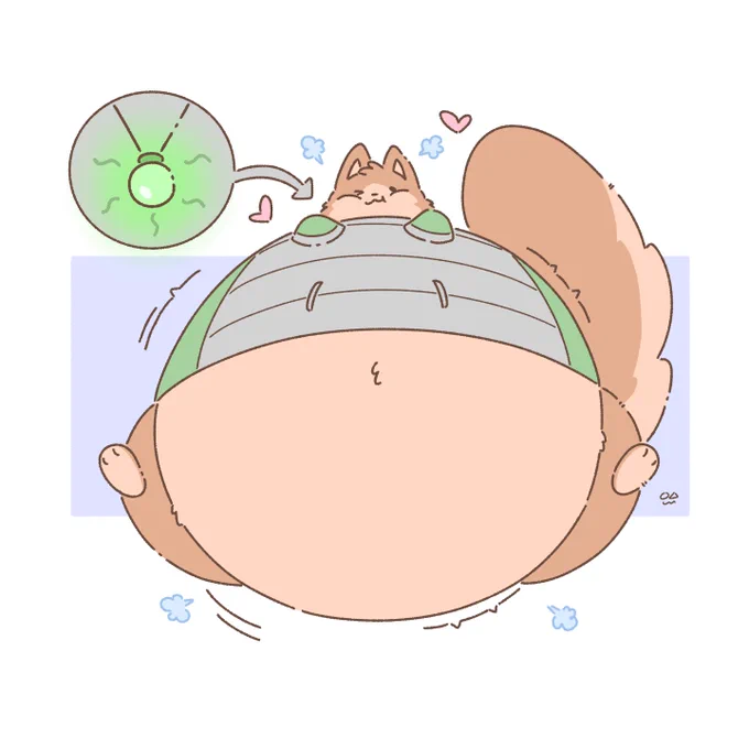 rascal inflating themself with their magic necklace