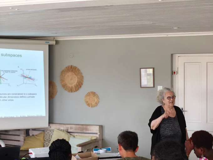 Sara Solla during her lecture.
