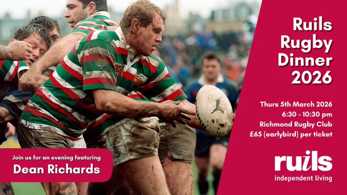 Rugby players in striped jerseys engaged in a muddy scrum during a match at Richmond Rugby Club.