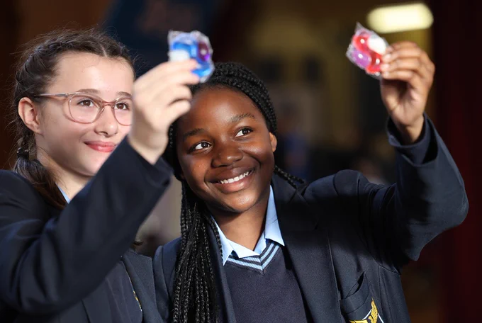 School students taking part in Unilever's Inspire Bright Future Programme. Students are pictured completing experiments as part of the Bright Future Inspire Research & Development Showcase.