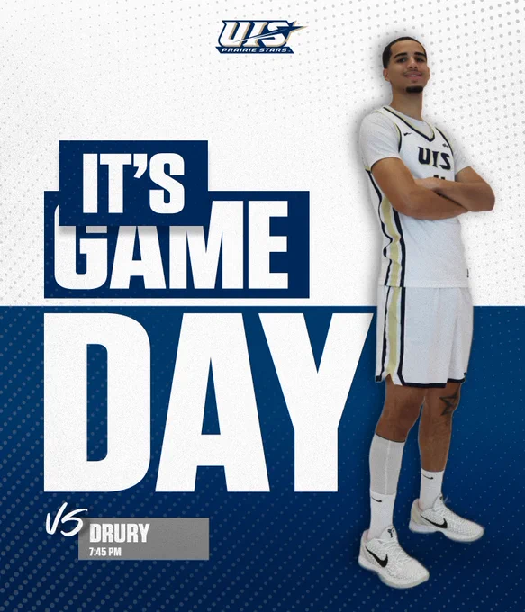 It's Game Day. vs. Drury, 7:45 PM. A photo of Donaven Younger