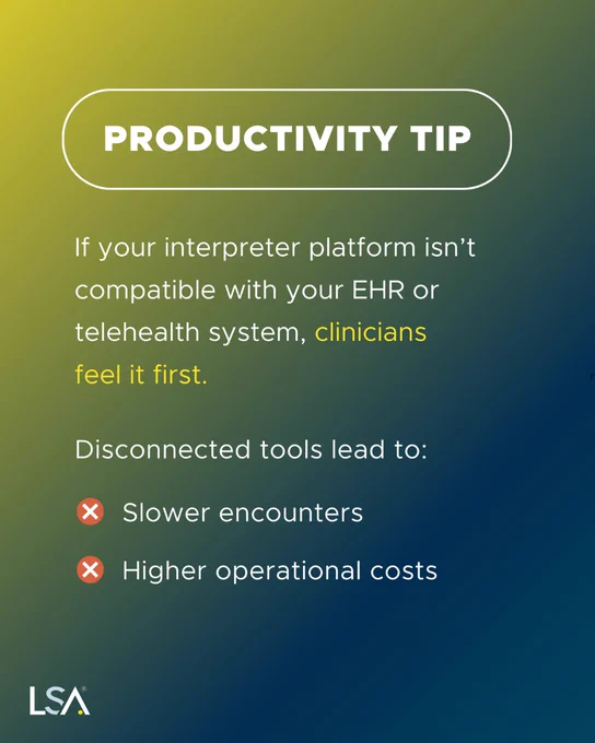 If your interpreter platform isn’t compatible with your EHR or telehealth system, clinicians feel it first. Disconnected tools lead to: • Slower encounters • Higher operational costs