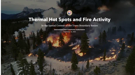 This application displays daily NASA/NOAA VIIRS (375 m) thermal hotspot detections—often associated with active wildfires—overlaid with hydrologic boundaries to provide transboundary context across shared U.S.–Canada basins. The map supports situational awareness and is intended for screening-level use.