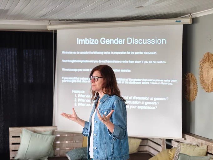 Prof. Adrienne Fairhall, the director of imbizo's cycle 2, introduces the Gender Diversoity Discussion that will take place tomorrow.