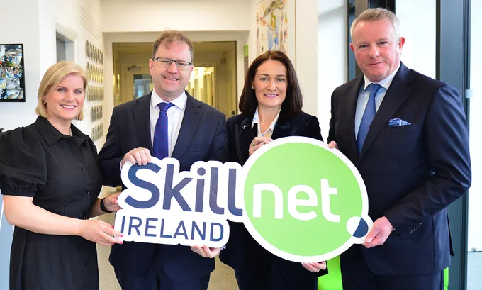 (L-R): Aoife O'Sullivan, Head of Network Development & Innovation, Skillnet Ireland; Minister for Further and Higher Education, Research, Innovation and Science, James Lawless TD; Erin McGreehan, TD for Louth and Chair of the Oireachtas Committee on Further and Higher Education, Research Innovation and Science; and Mark Jordan, Chief Executive, Skillnet Ireland.