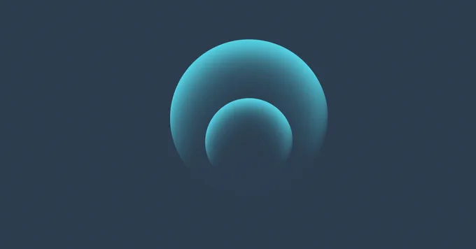 Two glowing blue spheres overlapping on a dark blue background, creating a soft gradient effect.