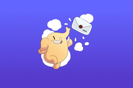 An excited Mastodon jumping towards a flying envelope